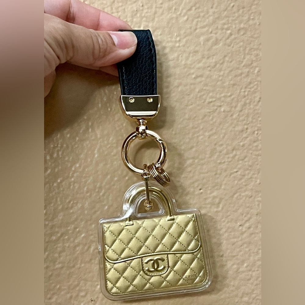 24K Coated Thin Metal  Bag Charm - One side only